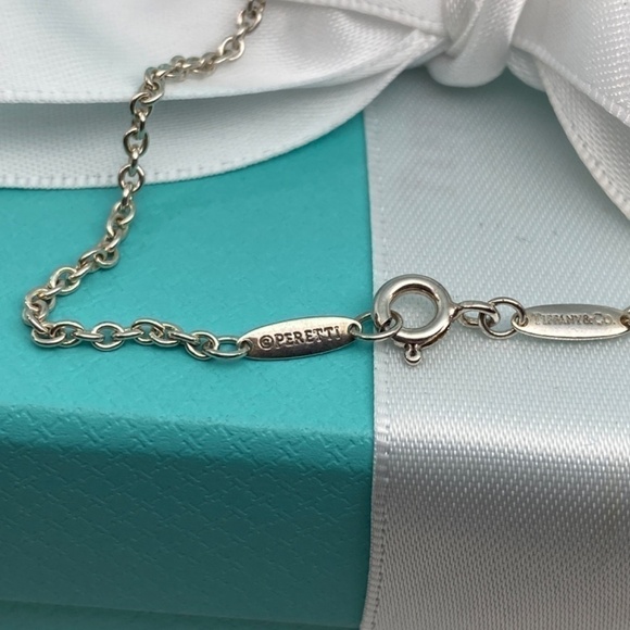 Authentic Tiffany & Co.'s Peretti 18K Rose Gold  & 925 Open Heart Bracelet 7” - Picture 5 of 9